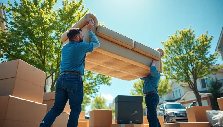 Movers in Calgary lifting furniture efficiently showcasing quality service by moving companies calgary.