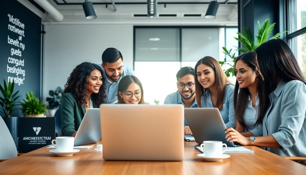 Hire business development reps during a collaborative meeting with diverse professionals in a bright, modern setting.