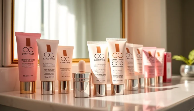 CC cream for oily skin on a stylish vanity with soft lighting