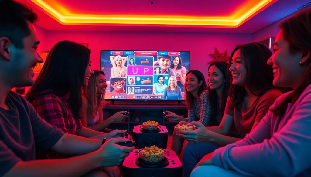 Engaging group playing sex games in a cozy game room.