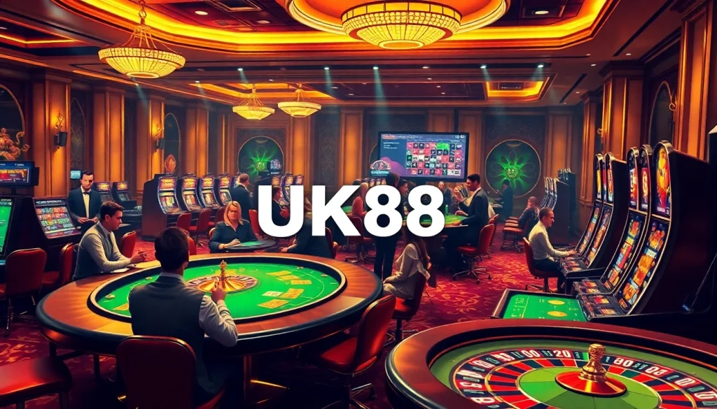 Experience the thrill of online gambling with the UK88 link showcasing vibrant casino games and players.