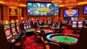 Experience the excitement of SODO casino with players engaged in thrilling games.