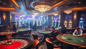 Nohu-inspired casino scene showcasing vibrant gaming tables and engaging players.