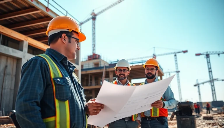 New Jersey General Contractor coordinating a bustling construction site with workers and cranes.