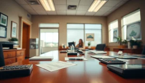 Engaging tax preparation office emphasizing organization and professionalism in the workspace.