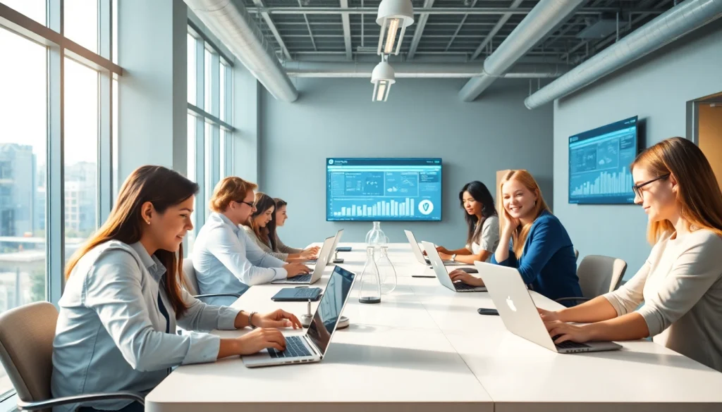 QuickQ官网在现代工作空间展示专业人士使用安全的 VPN 技术。