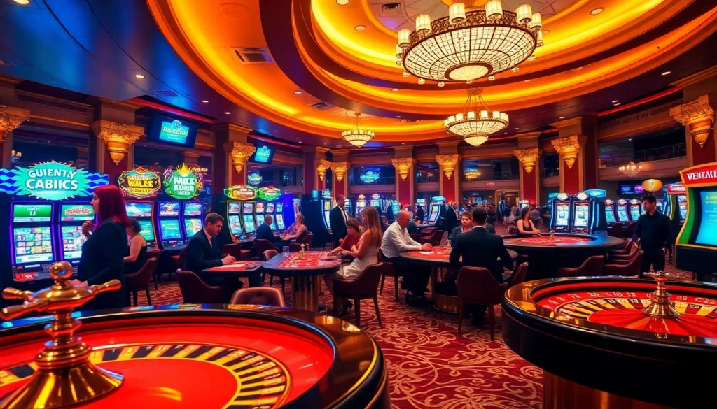 KJC casino experience featuring vibrant slot machines and lively poker games.