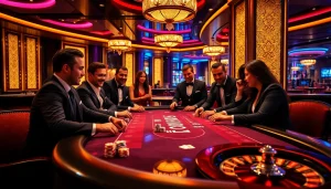SODO-themed casino poker game, showcasing thrilling gambling action with vibrant surroundings.