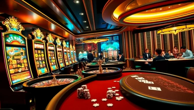 Gambling excitement at https://www.superslot365.net/ featuring vibrant slot machines and a roulette wheel.