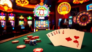 Experience the excitement of gambling at a vibrant casino showcasing 789 win poker chips.