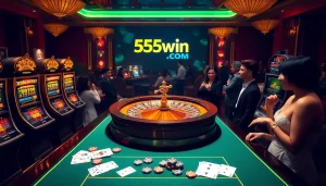 Experience the thrill of winning at the roulette table on 555win com with vibrant casino visuals.