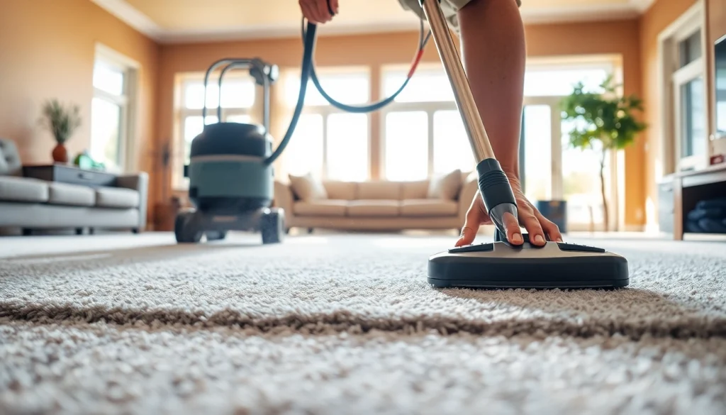 Carpet cleaning specials showcased with a professional cleaning technician in action.