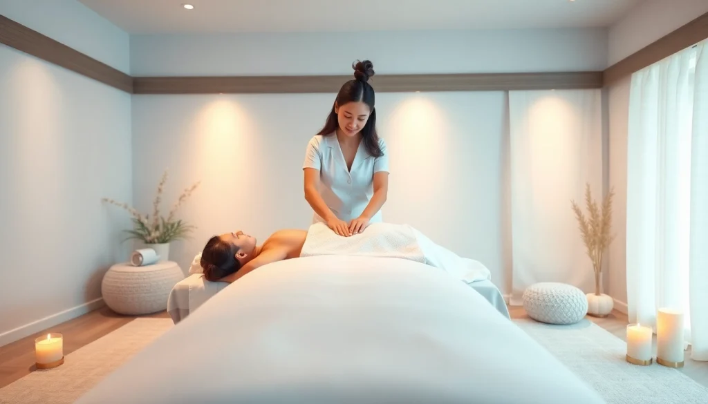 편안한 가정 환경에서 숙련된 치료사와 함께하는 차분한 출장마사지의 모습.