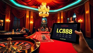 A vibrant gaming scene at https://lc88.supply/, showcasing poker and roulette excitement.