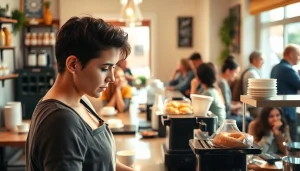 Disfruta el ambiente acogedor de un Coffee Shop lloret de mar con un barista preparando café.