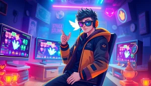 Online gaming scene featuring JAMETKUPROY88 character with vibrant digital elements.