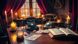 タロットカードと水晶を使った、電話占い 当たるの魅力的な鑑定の雰囲気を体験してください。