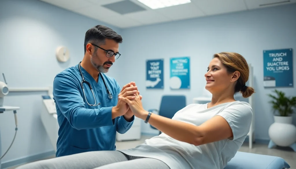 Engaging physiotherapy session in Edmonton with a professional practitioner assisting a patient.