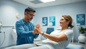 Engaging physiotherapy session in Edmonton with a professional practitioner assisting a patient.