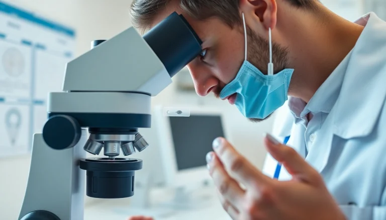 Analisi di un spermiogramma da parte di un esperto in laboratorio moderno.