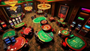 Engaged gamblers at a luxurious casino table with cards, emphasizing https://s8ok.com/ gaming experience.