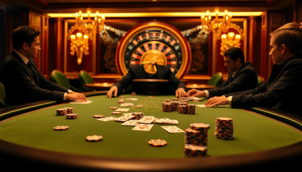 Exciting Fly 88 poker game with colorful chips and luxury decor at a casino.