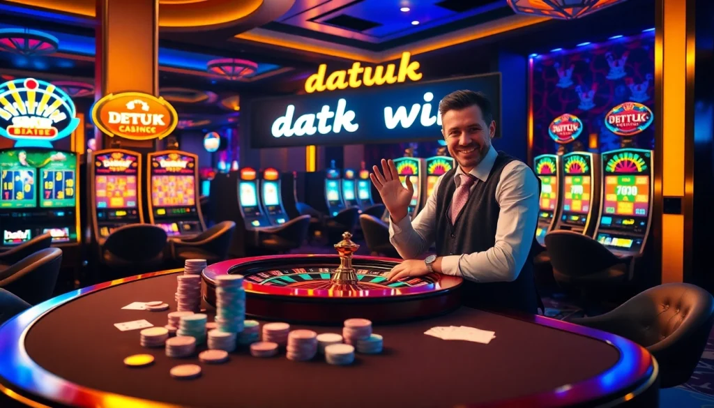 Rayakan kemenangan Datuk di meja kasino mewah yang dipenuhi kartu dan chip poker.