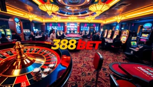 Experience thrilling gameplay at 388bet with vibrant casino tables and exciting poker action.