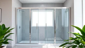 Stunning shower doors uk elegantly arranged in a modern bathroom showcasing sleek design.