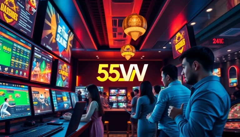 Interactive 55VV online gambling platform showcasing users engaging with gaming options in a secure, dynamic environment.