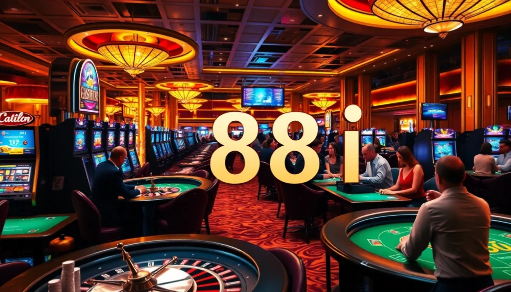 Engage in thrilling gameplay at the 88i casino, showcasing vibrant tables and professional dealers.