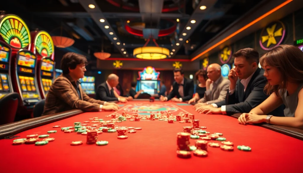 ยูฟ่า169 ถ่ายภาพผู้เล่นที่โต๊ะคาสิโนที่มีแสงสว่างและสีสันสดใส