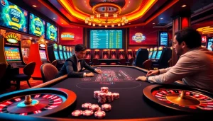 Online gambling excitement at https://u888hv.com/ with players engaged at a luxurious poker table.