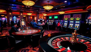 Experience sbobet link alternatif excitement at a luxurious casino filled with vibrant gaming tables.