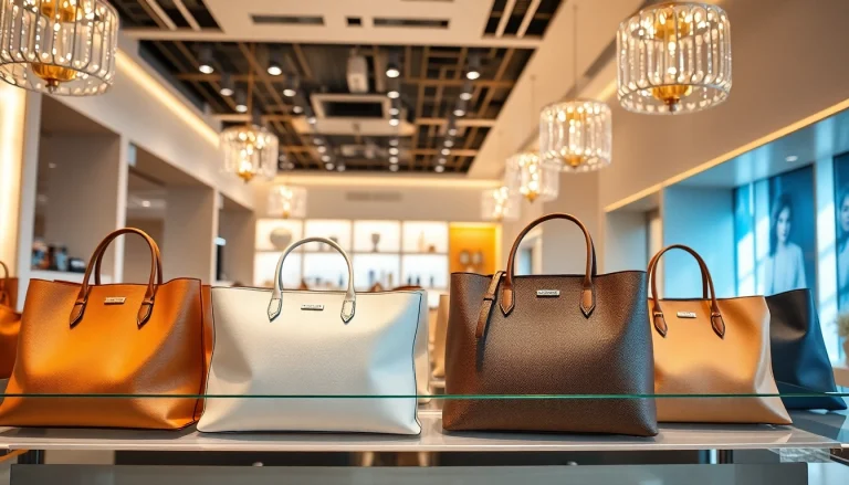 레플리카 명품 가방을 강조하는 현대적 쇼룸 모습