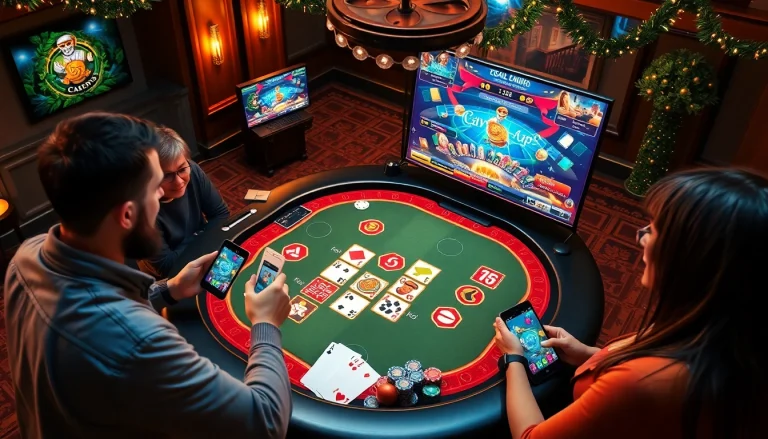 Engage in רמיקוב אונליין gameplay surrounded by colorful casino elements and excited players.