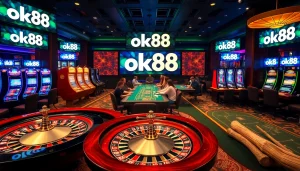 Experience excitement at ok88 with vibrant casino games, sleek poker tables, and flashing slot machines.