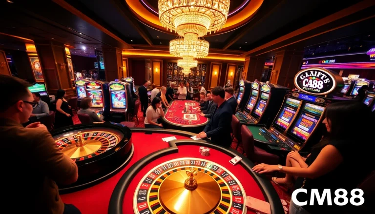 Experience thrill of gambling at CM88 with vibrant casino tables and exciting winning moments.