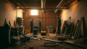 Crawl Space Restoration experts repairing and maintaining a clean and safe environment in a basement.