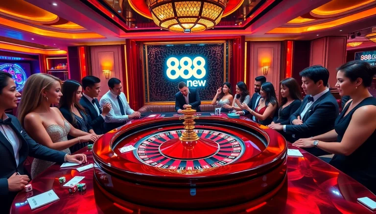 Exciting roulette action showcasing 888new players with vibrant chips and a lively atmosphere.