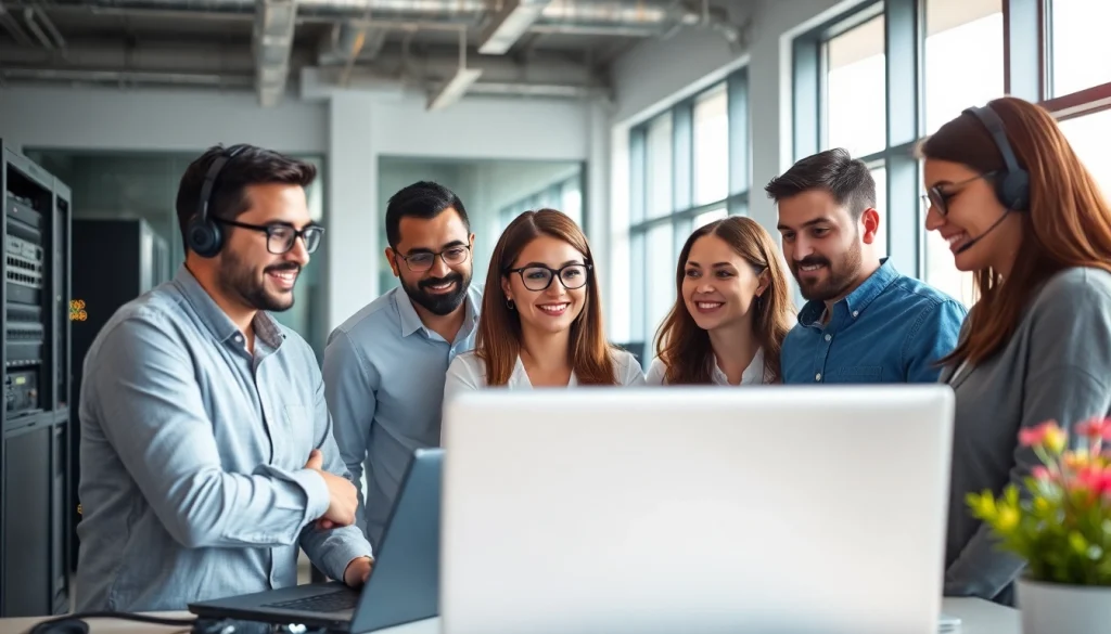 IT support services team collaborating effectively in a bright office environment.