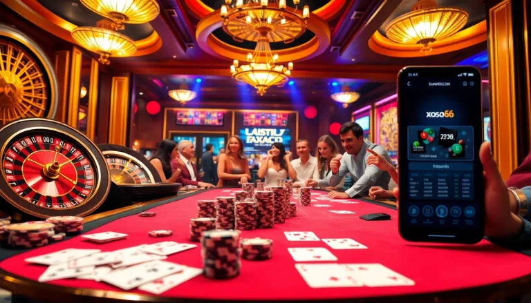 Gamble with excitement at Xoso66 casino featuring thrilling card games and vibrant betting atmosphere.