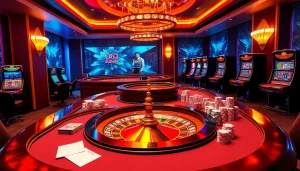 Experience luxury gambling at DH88 casino with a vibrant poker table setup.