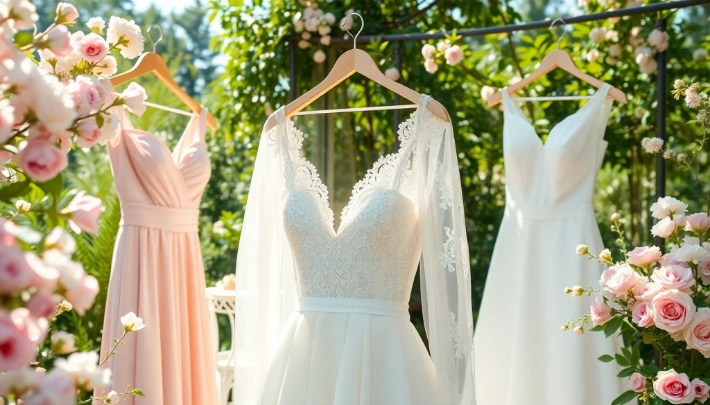 Showcasing Rebel Designerwear's exquisite bridal fashion in a romantic garden setting.