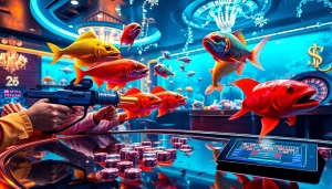 Engage in bắn cá đổi thưởng while capturing colorful 3D fish in a vibrant casino atmosphere.