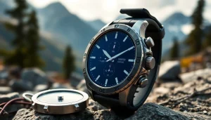 Showcasing the Explorer GPS Smart Watch in an outdoor setting emphasizing its features.
