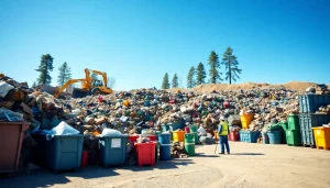 Workers managing the cold lake dump site in a clean, eco-friendly environment.
