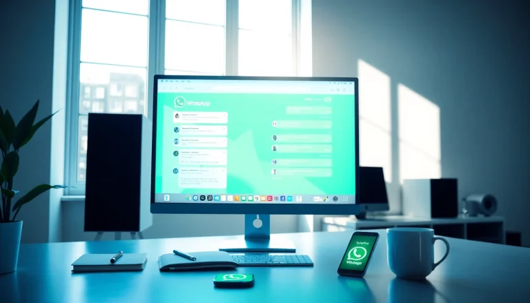 Experience seamless communication with WhatsApp Web in a modern workspace.
