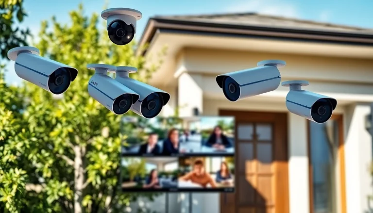 Cámaras de seguridad de alta tecnología exhibidas en un entorno doméstico moderno, asegurando la seguridad.