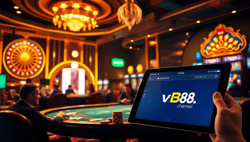 Experience thrilling gambling moments with vb88.channel in a vibrant casino setting.